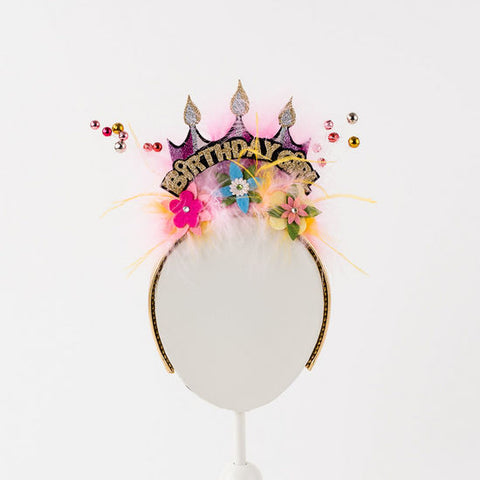 Birthday Girl Floral Princess Crown Headband