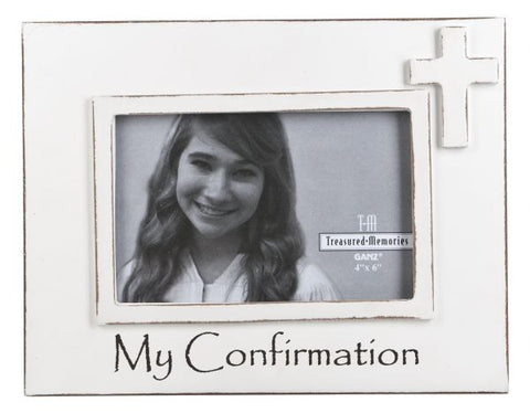 Confirmation White Wood 4x6 Picture Frame with Cross by Ganz Gift NEW