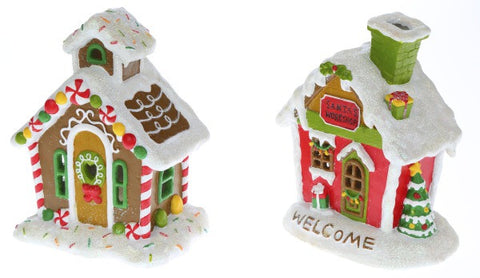 Christmas North Pole Cottage House for Fairy Garden ~ 2 styles, Gingerbread Brown or Red