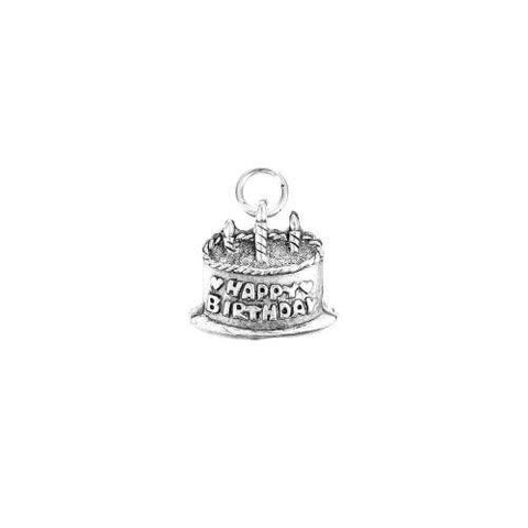 Beaucoup Designs Happy Birthday Cake Charm for Bracelet Sterling Silver plated Made in USA